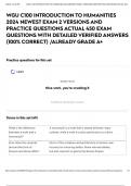 WGU C100 INTRODUCTION TO HUMANITIES 2024 NEWEST EXAM 2 VERSIONS AND PRACTICE QUESTIONS ACTUAL 450 EXAM QUESTIONS WITH DETAILED VERIFIED ANSWERS &lpar;100&percnt; CORRECT&rpar; &sol;ALREADY GRADE A&plus;