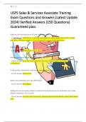 USPS Sales & Services Associate Training  Exam Questions and Answers &lpar;Latest Update  2024&rpar; Verified Answers &lpar;150 Questions&rpar;  Guaranteed pass 