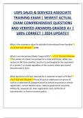 USPS SALES & SERVICES ASSOCIATE  TRAINING EXAM &vert; NEWEST ACTUAL  EXAM COMPREHENSIVE QUESTIONS  AND VERIFIED ANSWERS GRADED A&plus; &vert;  100&percnt; CORRECT &vert; 2024 UPDATE&excl;&excl;