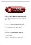 State Farm Insurance License Exam Latest Questions and Answers &lpar;2025 &sol; 2026&rpar; &lpar;Verified Answers&rpar;