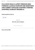 CCA MOCK EXAM 2 LATEST VERSIONS 2024 &lpar;VERSION A AND B&rpar; COMPLETE 300 QUESTIONS AND CORRECT DETAILED ANSWERS &lpar;VERIFIED ANSWERS&rpar; &vert;ALREADY GRADED A&plus;