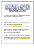 MED TECH TEST EXAM &vert; NEWEST ACTUAL  EXAM COMPREHENSIVE QUESTIONS AND  VERIFIED ANSWERS GRADED A&plus; &vert; 100&percnt;  CORRECT &vert; 2024 UPDATE&excl;&excl;