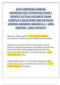 CCHT-CERTIFIED CLINICAL  HEMODIALYSIS TECHNICIAN EXAM &vert;  NEWEST ACTUAL ACCURATE EXAM  COMPLETE QUESTIONS AND DETAILED  VERIFIED ANSWERS GRADED A&plus; &vert; 100&percnt;  VERIFIED &vert; 2024 UPDATE&excl;&excl;