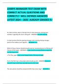 ZAXBYS MANAGER TEST EXAM WITH CORRECT ACTUAL QUESTIONS AND CORRECTLY  WELL DEFINED ANSWERS LATEST 2024 &ndash; 2025  ALREADY GRADED A&plus; 