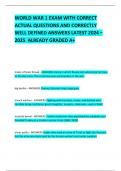 WORLD WAR 1 EXAM WITH CORRECT ACTUAL QUESTIONS AND CORRECTLY  WELL DEFINED ANSWERS LATEST 2024 &ndash; 2025  ALREADY GRADED A&plus; 