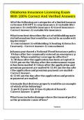 Oklahoma Insurance Licensing Exam With 100&percnt; Correct And Verified Answers
