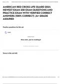 AMERICAN RED CROSS LIFE GUARD 2024 NEWEST EXAM 250 EXAM QUESTIONS AND PRACTICE EXAM WITH VERIFIED CORRECT ANSWERS &lpar;100&percnt; CORRECT&rpar; &sol;A&plus; GRADE ASSURED
