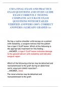 CSFA FINAL EXAM AND PRACTICE  EXAM QUESTIONS AND STUDY GUIDE  EXAM CURRENTLY TESTING  COMPLETE ACCURATE EXAM  QUESTIONS WITH DETAILED  VERIFIED ANSWERS &lpar;100&percnt; CORRECT  ANSWERS&rpar; &sol;ALREADY GRADED A&plus;