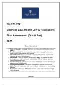 BU&period;920&period;722 &lpar;Business Law&comma; Health Law & Regulations&rpar; Final Assessment Qns & Ans 2025