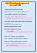 NUR205 Final Exam Questions and  Answers 2025 
