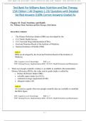 Test Bank For Williams Basic Nutrition and Diet Therapy&comma; 15th Edition &vert; All Chapters 1-23&sol; Questions with Detailed Verified Answers &lpar;100&percnt; Correct Answers&rpar; Graded A&plus;