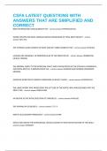 CSFA LATEST QUESTIONS WITH ANSWERS THAT ARE SIMPLIFIED AND CORRECT