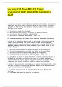 Nursing 213 Final NCLEX Exam Questions With Complete Solutions 2024&period;