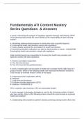 Fundamentals ATI Content Mastery Series Questions  & Answers