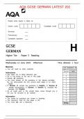 Actual 2024 AQA GCSE FRENCH 8658&sol;RH Paper 3 Reading Higher Tier Question Paper &plus; Mark Scheme