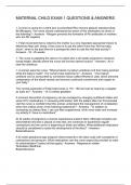  MATERNAL CHILD EXAM 1 QUESTIONS & ANSWERS