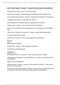 MOTHER BABY EXAM 1 QUESTIONS AND ANSWERS