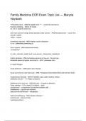 Family Medicine EOR Exam Topic List --- Maryna Haydash &lpar;Latest 2024&sol; 2025 Update&rpar; Questions and Verified Answers &vert;100&percnt; Correct&vert; Grade A&plus; 