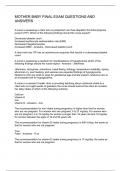 MOTHER BABY FINAL EXAM QUESTIONS AND ANSWERS