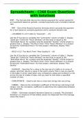 Spreadsheets - C268 Exam Questions with Solutions