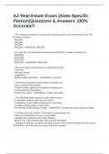 AZ Real Estate &lpar;State-Specific Portion&rpar;Questions & Answers 100&percnt; Accurate&excl;&excl;