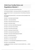 Child Care Facility Rules and Regulations Module 3&lpar; 2024&sol; 2025&rpar; Questions and Answers &vert;100&percnt; Verified Correct Answers &vert; complete solution &vert; Grade A&plus; &vert; Latest update