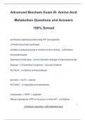 Advanced Biochem Exam III&colon; Amino Acid Metabolism Questions and Answers 100&percnt; Solved