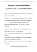 Advanced Biochem Final Exam Questions and Answers 100&percnt; Solved