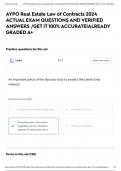 AYPO Real Estate Law of Contracts 2024 ACTUAL EXAM QUESTIONS AND VERIFIED ANSWERS &sol;GET IT 100&percnt; ACCURATE&vert;ALREADY GRADED A&plus;