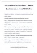 Advanced Biochemistry Exam 1 Material Questions and Answers 100&percnt; Solved