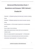 Advanced Biochemistry Exam 1 Questions and Answers 100&percnt; Solved &vert; Graded A&plus;