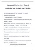 Advanced Biochemistry Exam 3 Questions and Answers 100&percnt; Solved