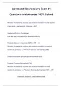 Advanced Biochemistry Exam &num;1 Questions and Answers 100&percnt; Solved