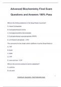 Advanced Biochemistry Final Exam Questions and Answers 100&percnt; Pass
