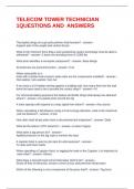 TELECOM TOWER TECHNICIAN 1QUESTIONS AND  ANSWERS