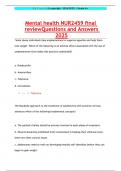 Mental health NUR2459 final  review Questions and Answers 2025