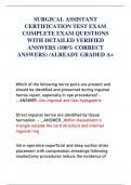 SURGICAL ASSISTANT  CERTIFICATION TEST EXAM  COMPLETE EXAM QUESTIONS  WITH DETAILED VERIFIED  ANSWERS &lpar;100&percnt; CORRECT  ANSWERS&rpar; &sol;ALREADY GRADED A&plus;