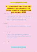 ATI Dosage Calculation and Safe Medication Administration 3&period;0&colon; Pediatric Medications Questions and Answers 2025