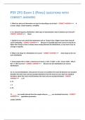 PSY 291 EXAM 1 &lpar;FINAL&rpar; QUESTIONS WITH CORRECT ANSWERS
