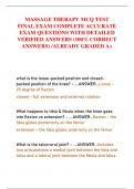MASSAGE THERAPY MCQ TEST  FINAL EXAM COMPLETE ACCURATE  EXAM QUESTIONS WITH DETAILED  VERIFIED ANSWERS &lpar;100&percnt; CORRECT  ANSWERS&rpar; &sol;ALREADY GRADED A&plus;