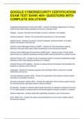 GOOGLE CYBERSECURITY CERTIFICATION EXAM TEST BANK 400&plus; QUESTIONS WITH COMPLETE SOLUTIONS  