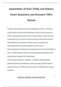Assemblies of God&colon; Polity and History Exam Questions and Answers 100&percnt; Solved