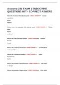 Anatomy 251 EXAM 1 ENDOCRINE QUESTIONS WITH CORRECT ASWERS
