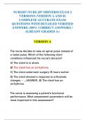 NURS207 &sol;NURS 207 MIDTERM EXAM 2  VERSIONS &lpar;VERSION A AND B&rpar;  COMPLETE ACCURATE EXAM  QUESTIONS WITH DETAILED VERIFIED  ANSWERS &lpar;100&percnt; CORRECT ANSWERS&rpar; &sol;  ALREADY GRADED A&plus;