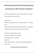 ACS BIOCHEMISTRY EXAM PACKAGE DEAL QUESTIONS AND ANSWERS 100&percnt; SOLVED &vert; GRADED A&plus; &vert; LATEST UPDATE