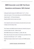 BMW Associate Level ASE Test Exam Questions and Answers 100&percnt; Solved