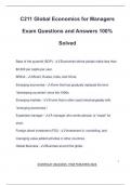 C211 Global Economics for Managers Exam Questions and Answers 100&percnt; Solved