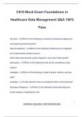 C810 Mock Exam Foundations in Healthcare Data Management Q&A 100&percnt; Pass