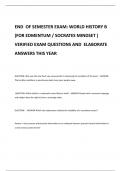 END  OF SEMESTER EXAM&colon; WORLD HISTORY B &lpar;FOR EDMENTUM &sol; SOCRATES MINDSET &rpar; VERIFIED EXAM QUESTIONS AND  ELABORATE ANSWERS THIS YEAR