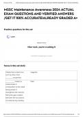 MSSC Maintenance Awareness 2024 ACTUAL EXAM QUESTIONS AND VERIFIED ANSWERS &sol;GET IT 100&percnt; ACCURATE&vert;ALREADY GRADED A&plus;